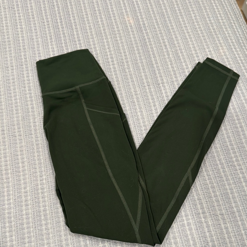 Alphalete Dark Green Surface laser cut leggings